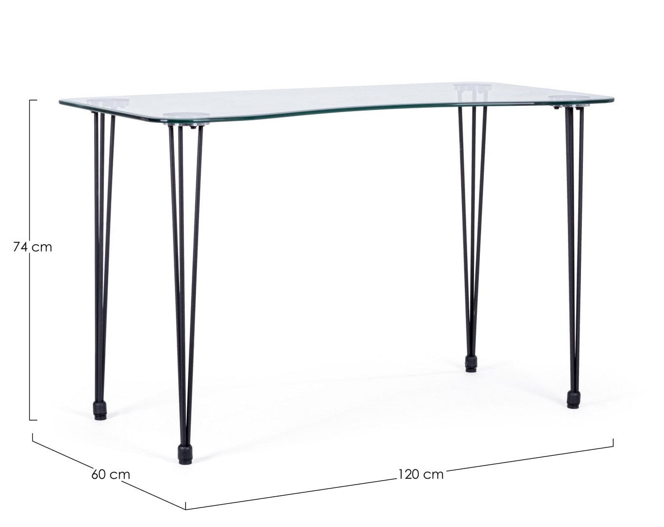 Masa de birou din sticla si metal Rondo Transparent / Negru, L120xl60xH74 cm (6)