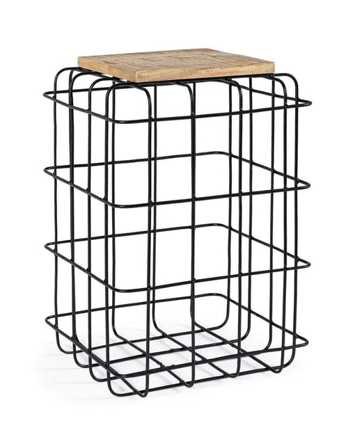 Masa de cafea din lemn de mango si metal Trellis High Natur / Negru, L35xl35xH52 cm