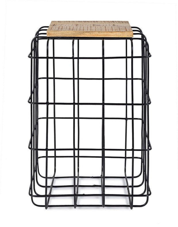 Masa de cafea din lemn de mango si metal Trellis High Natur / Negru, L35xl35xH52 cm (3)