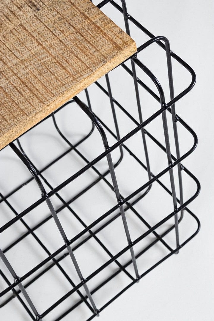 Masa de cafea din lemn de mango si metal Trellis High Natur / Negru, L35xl35xH52 cm (4)