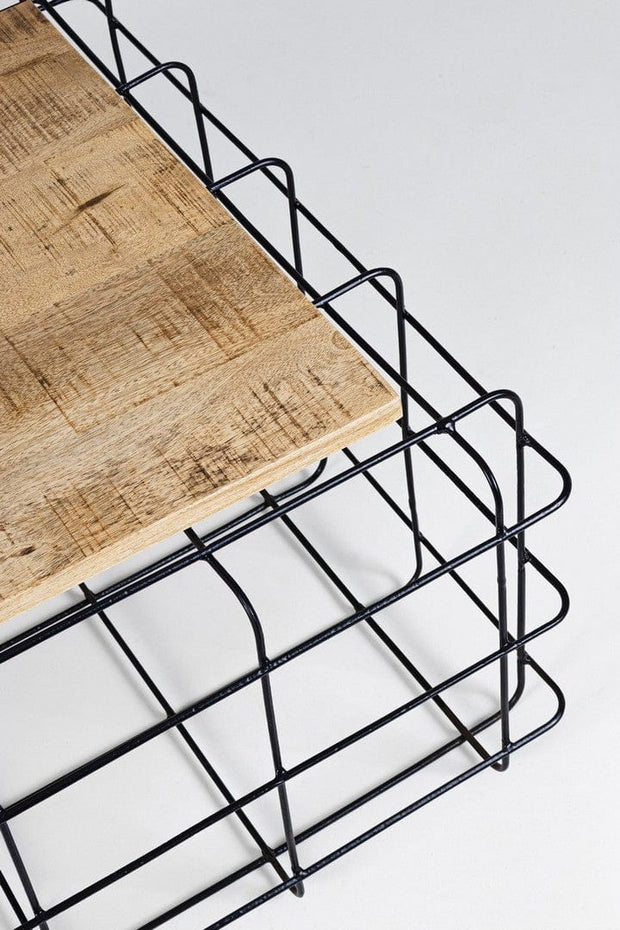 Masa de cafea din lemn de mango si metal Trellis Rectangular Natur / Negru, L110xl65xH35 cm (5)