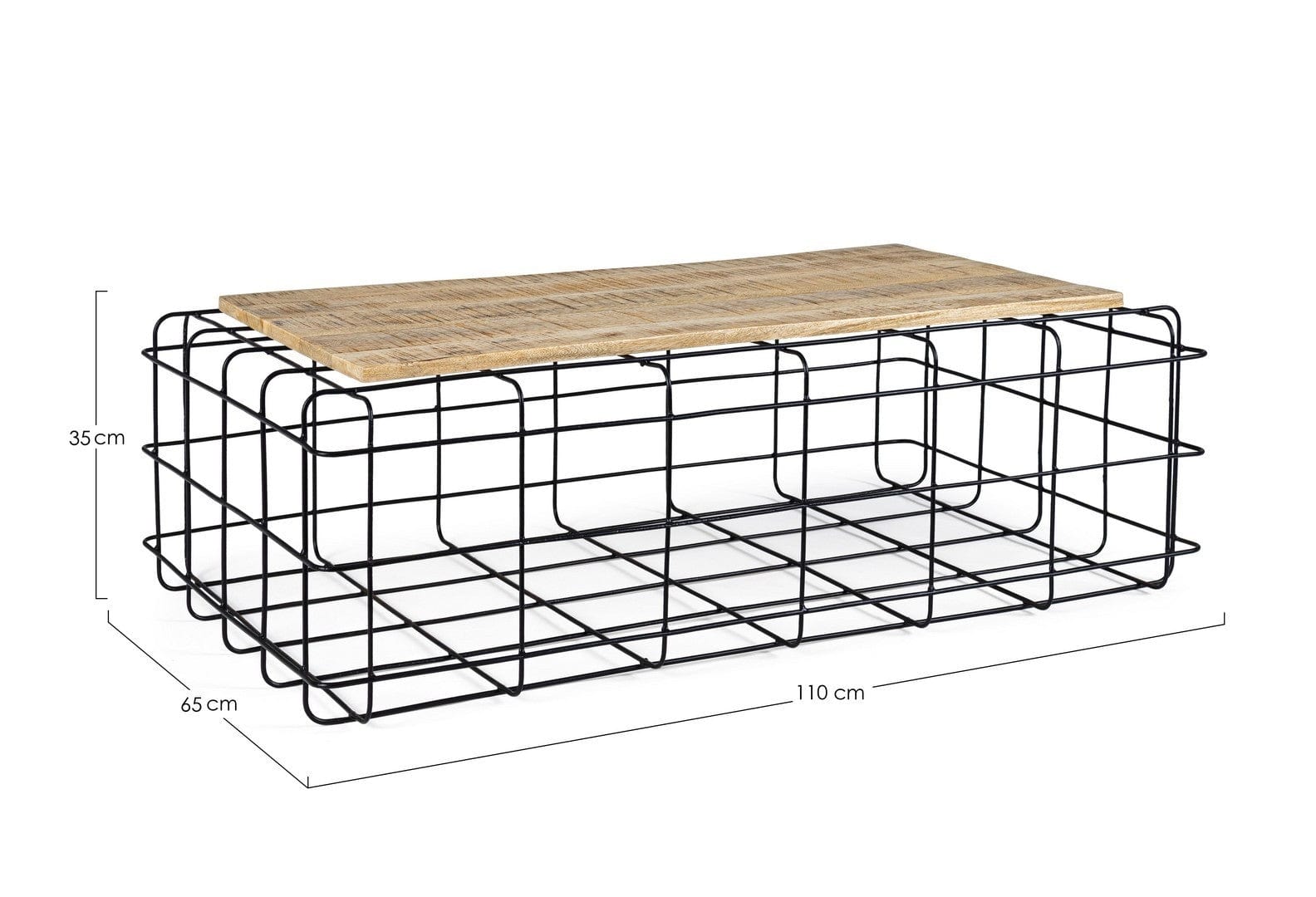 Masa de cafea din lemn de mango si metal Trellis Rectangular Natur / Negru, L110xl65xH35 cm (6)