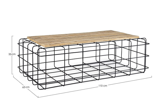 Masa de cafea din lemn de mango si metal Trellis Rectangular Natur / Negru, L110xl65xH35 cm (6)