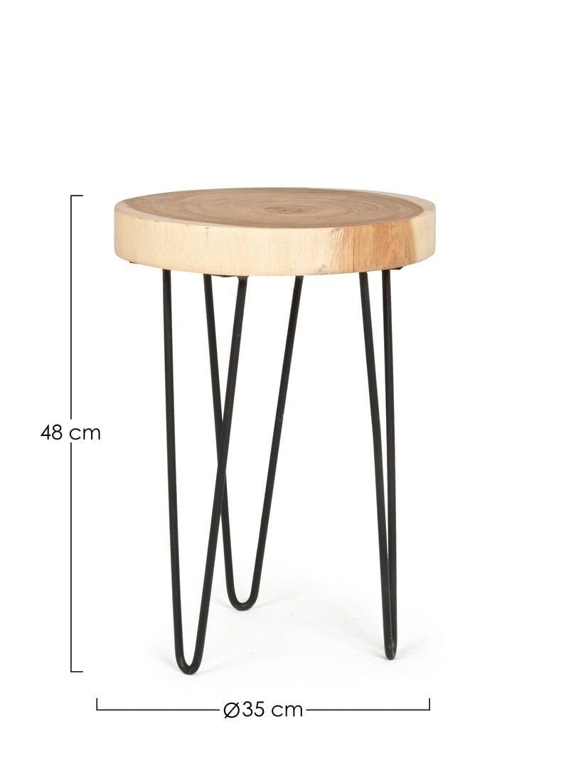 Masa de cafea din lemn de mungur si metal Tuala Small Round Natural / Negru, Ø35xH48 cm (3)