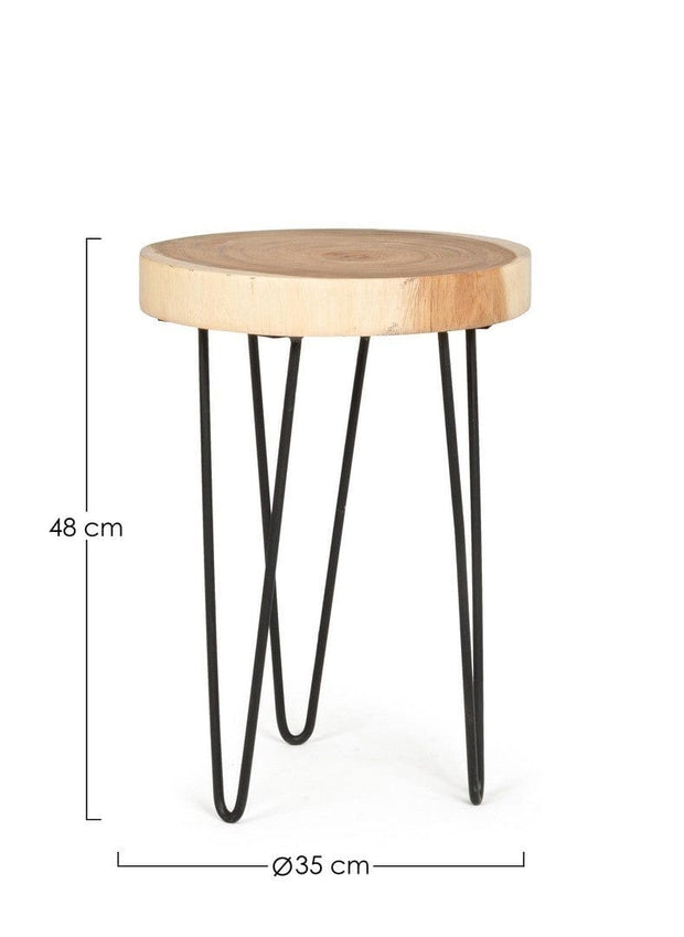 Masa de cafea din lemn de mungur si metal Tuala Small Round Natural / Negru, Ø35xH48 cm (3)