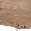 Bizzotto Masa de cafea din lemn de tec si metal Savanna Natural / Alb, L40xl40xH70 cm