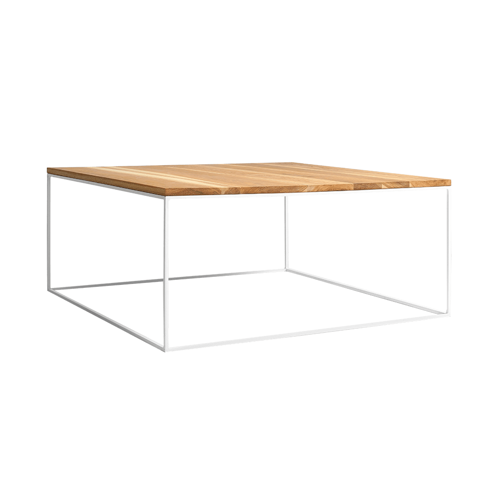 Masa de cafea din MDF, furnir si metal, Tensio Wood Stejar / Alb, L100xl100xH45 cm