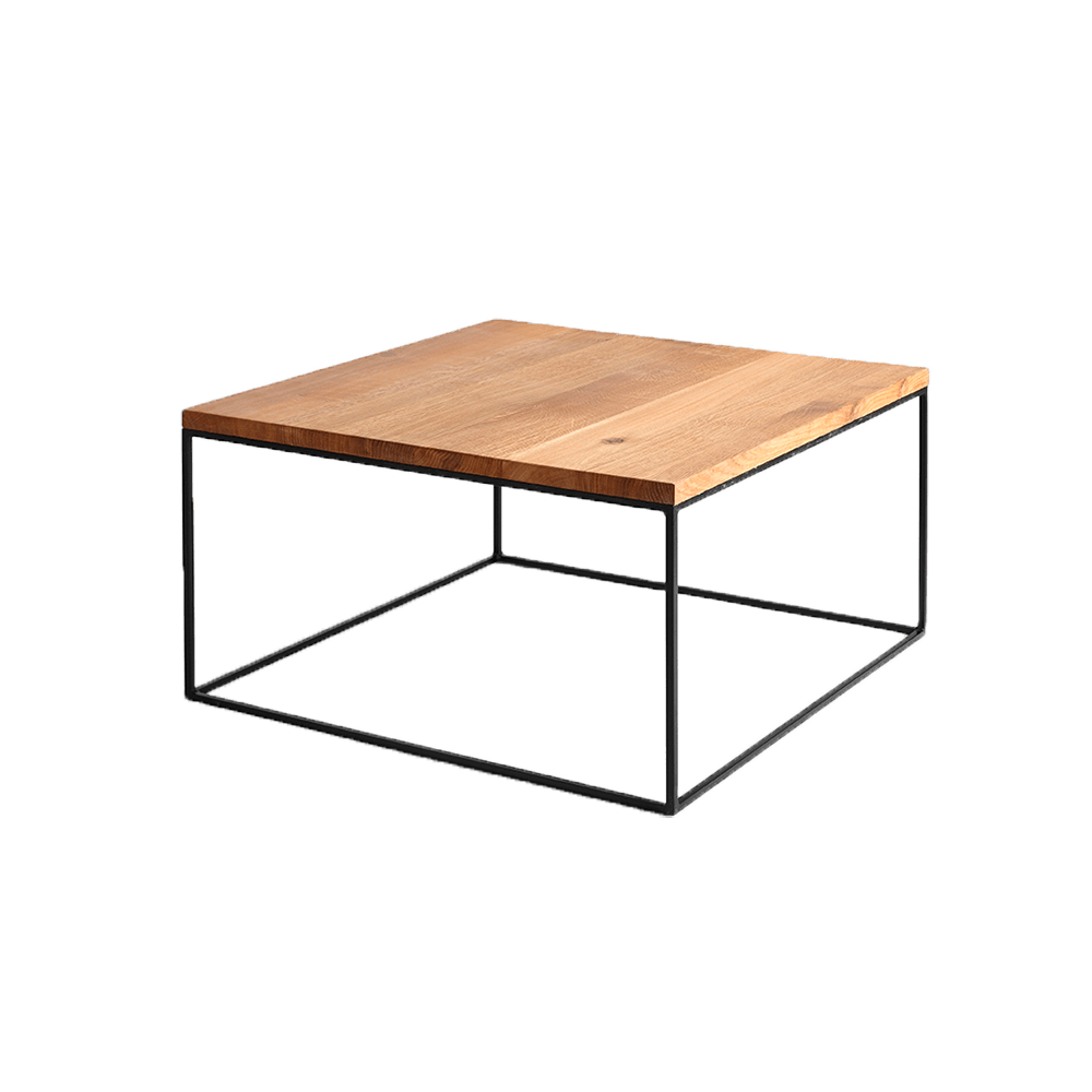 Masa de cafea din MDF, furnir si metal, Tensio Wood Stejar / Negru, L100xl100xH45 cm