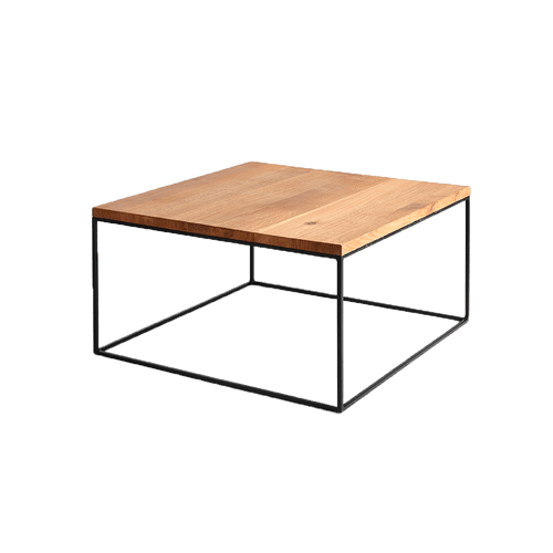 Masa de cafea din MDF, furnir si metal, Tensio Wood Stejar / Negru, L100xl100xH45 cm