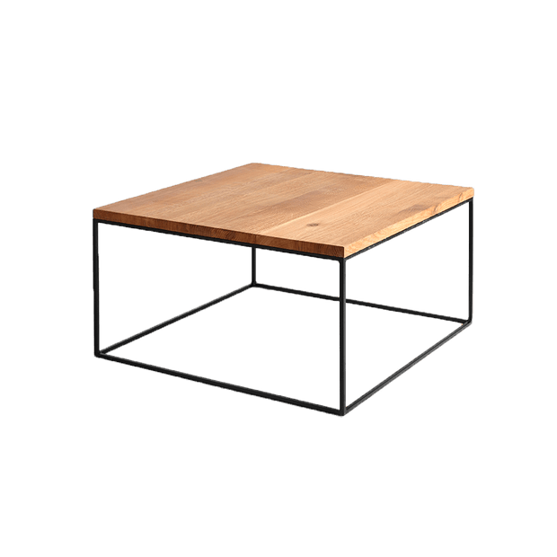 Masa de cafea din MDF, furnir si metal, Tensio Wood Stejar / Negru, L100xl100xH45 cm