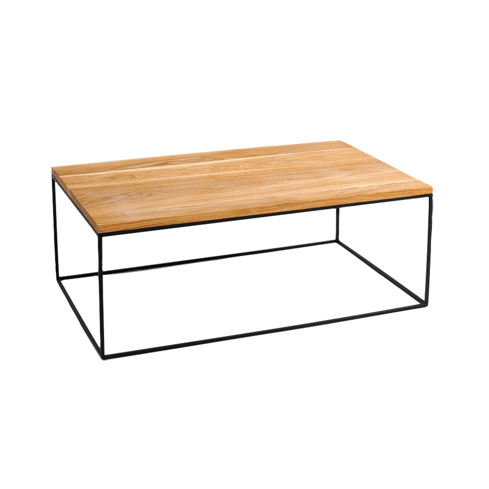 Masa de cafea din MDF, furnir si metal, Tensio Wood Stejar / Negru, L140xl80xH45 cm