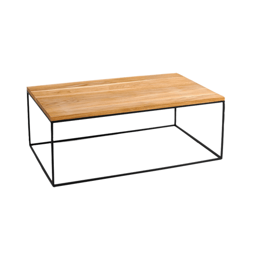 Masa de cafea din MDF, furnir si metal, Tensio Wood Stejar / Negru, L140xl80xH45 cm