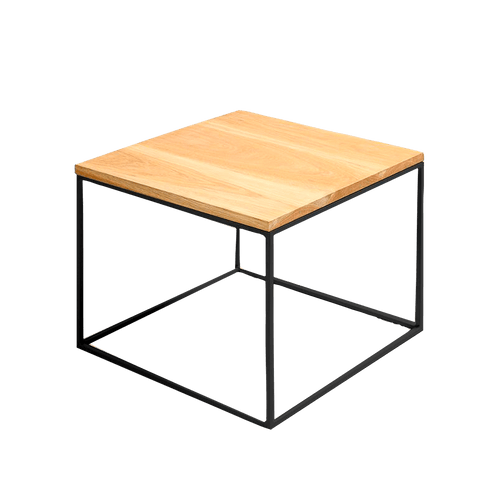 Masa de cafea din MDF, furnir si metal, Tensio Wood Stejar / Negru, L50xl50xH45 cm