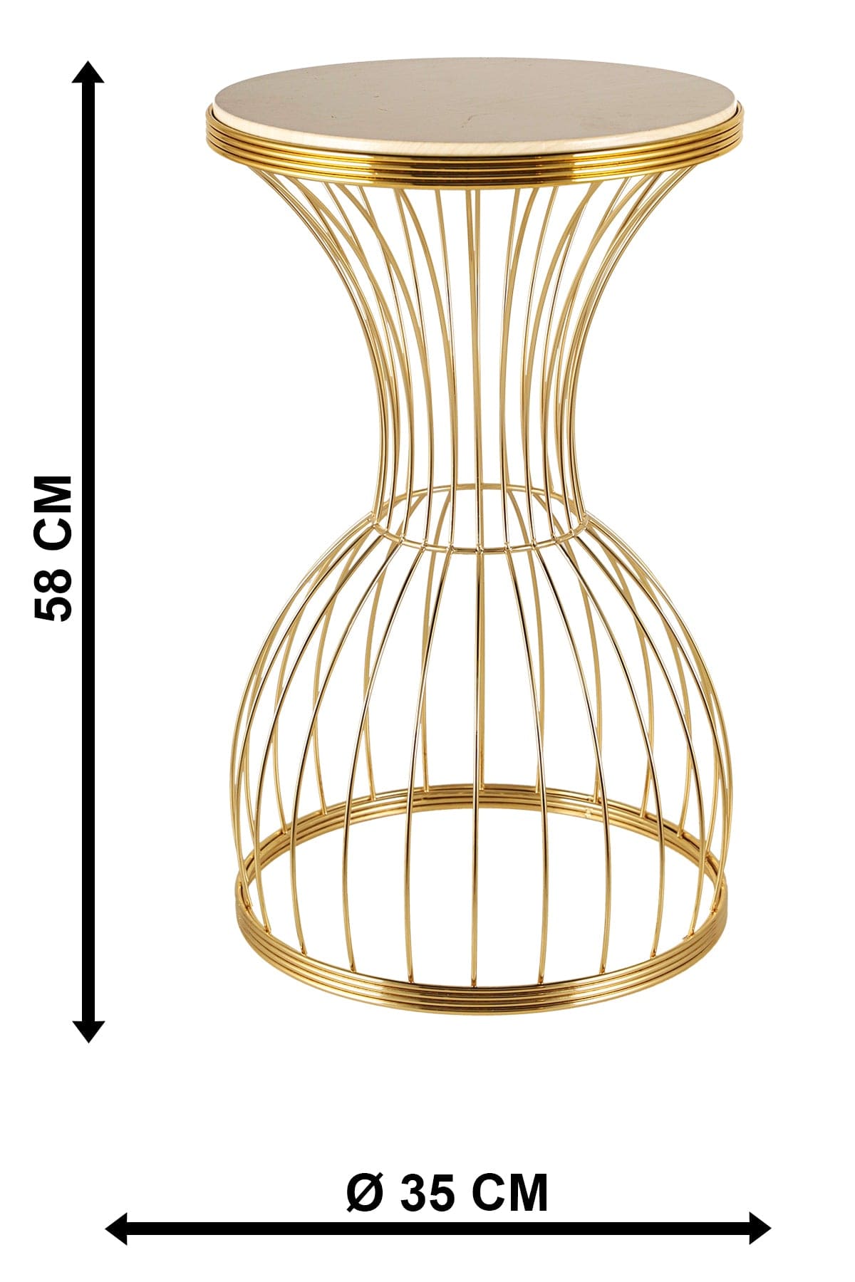 Oyo Masa de cafea din MDF si metal, Aldora Bej / Auriu, Ø35xH58 cm