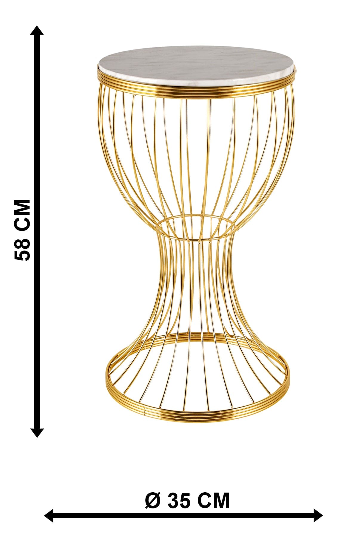 Oyo Masa de cafea din MDF si metal, Aldora Marmura / Auriu, Ø35xH58 cm