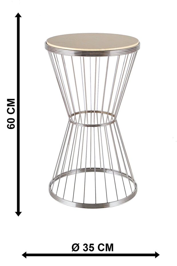 Oyo Masa de cafea din MDF si metal, Aytug Bej / Alb, Ø60xH35 cm