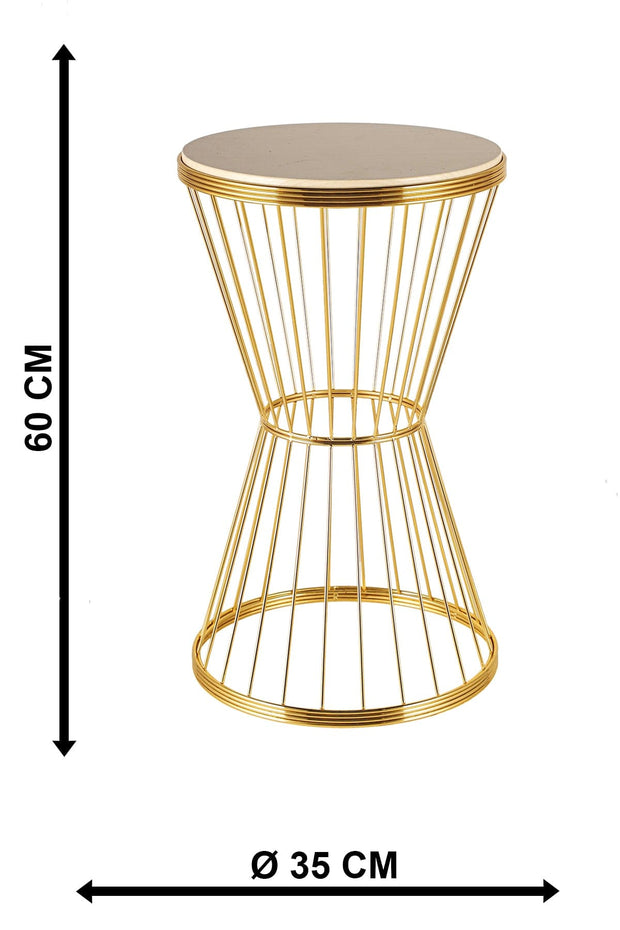 Oyo Masa de cafea din MDF si metal, Aytug Bej / Auriu, Ø60xH35 cm