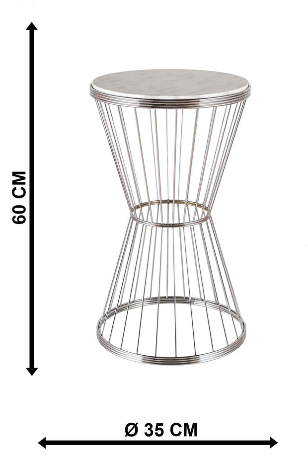 Oyo Masa de cafea din MDF si metal, Aytug Marmura / Alb, Ø60xH35 cm