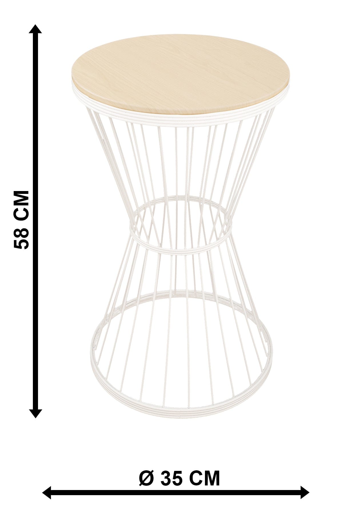 Oyo Masa de cafea din MDF si metal, Aytug Natural / Alb, Ø58xH35 cm