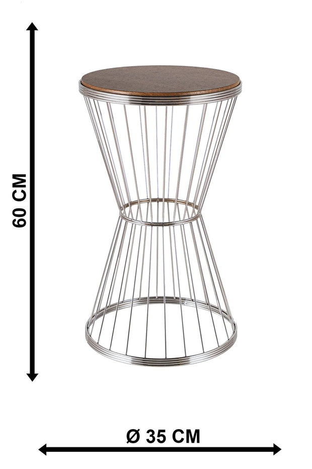 Oyo Masa de cafea din MDF si metal, Aytug Nuc / Alb, Ø60xH35 cm