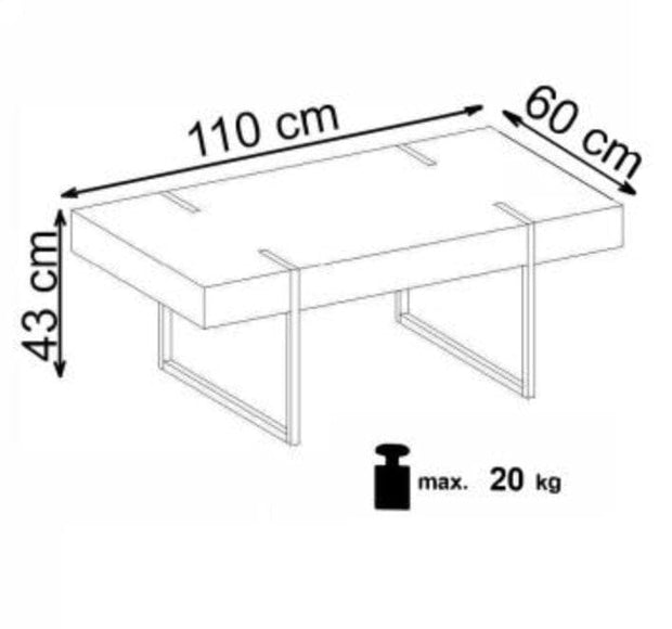 Masa de cafea din MDF si metal, Blankly Alb / Negru, L110xl60xH43 cm (8)