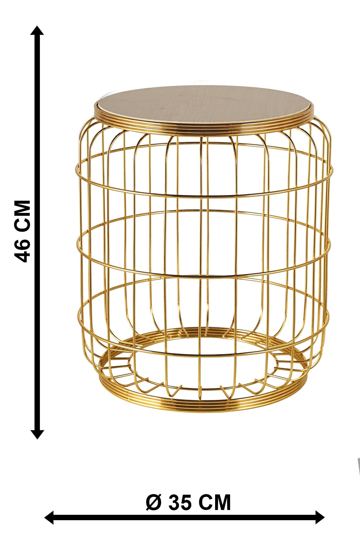 Oyo Masa de cafea din MDF si metal, Camellia Bej / Auriu, Ø35xH46 cm