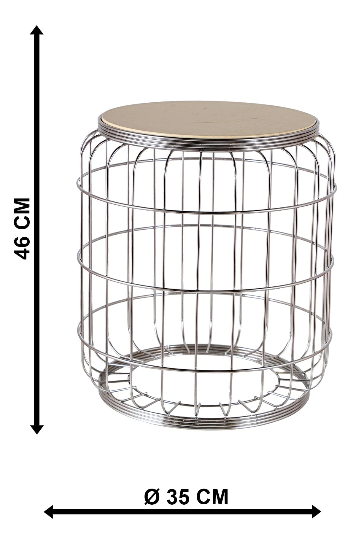 Oyo Masa de cafea din MDF si metal, Camellia Natural / Argintiu, Ø35xH46 cm