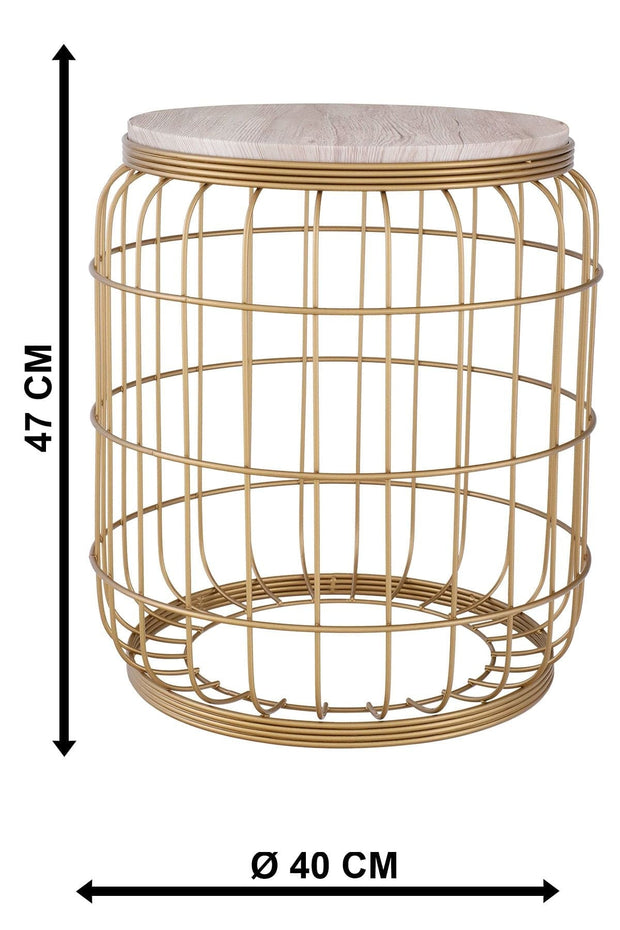 Oyo Masa de cafea din MDF si metal, Camellia Natural / Auriu, Ø45xH40 cm