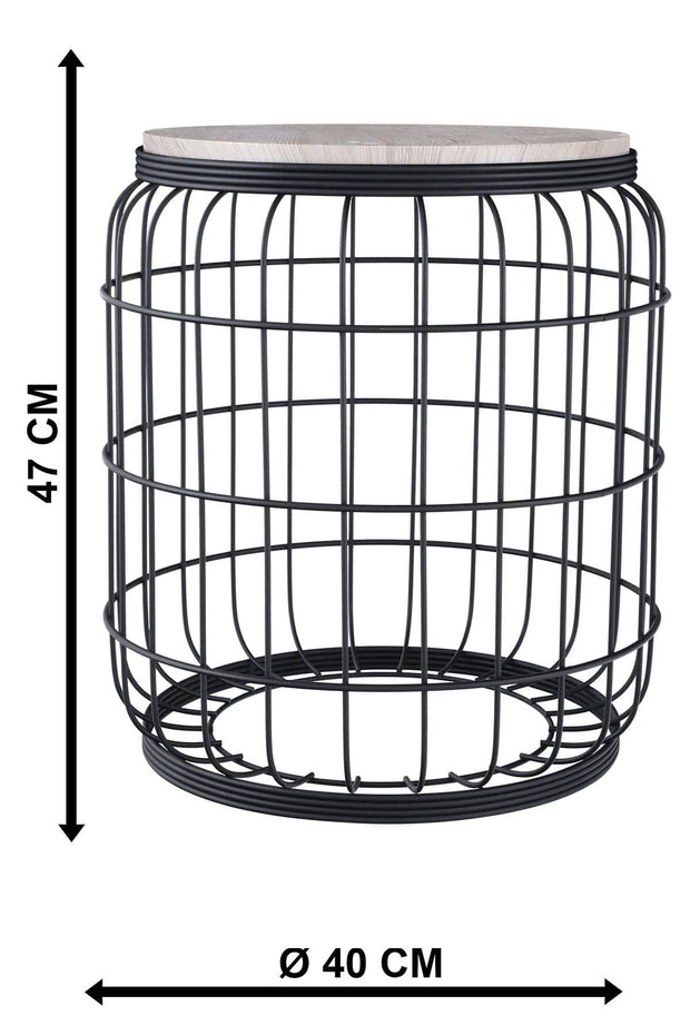 Oyo Masa de cafea din MDF si metal, Camellia Natural / Negru, Ø45xH40 cm