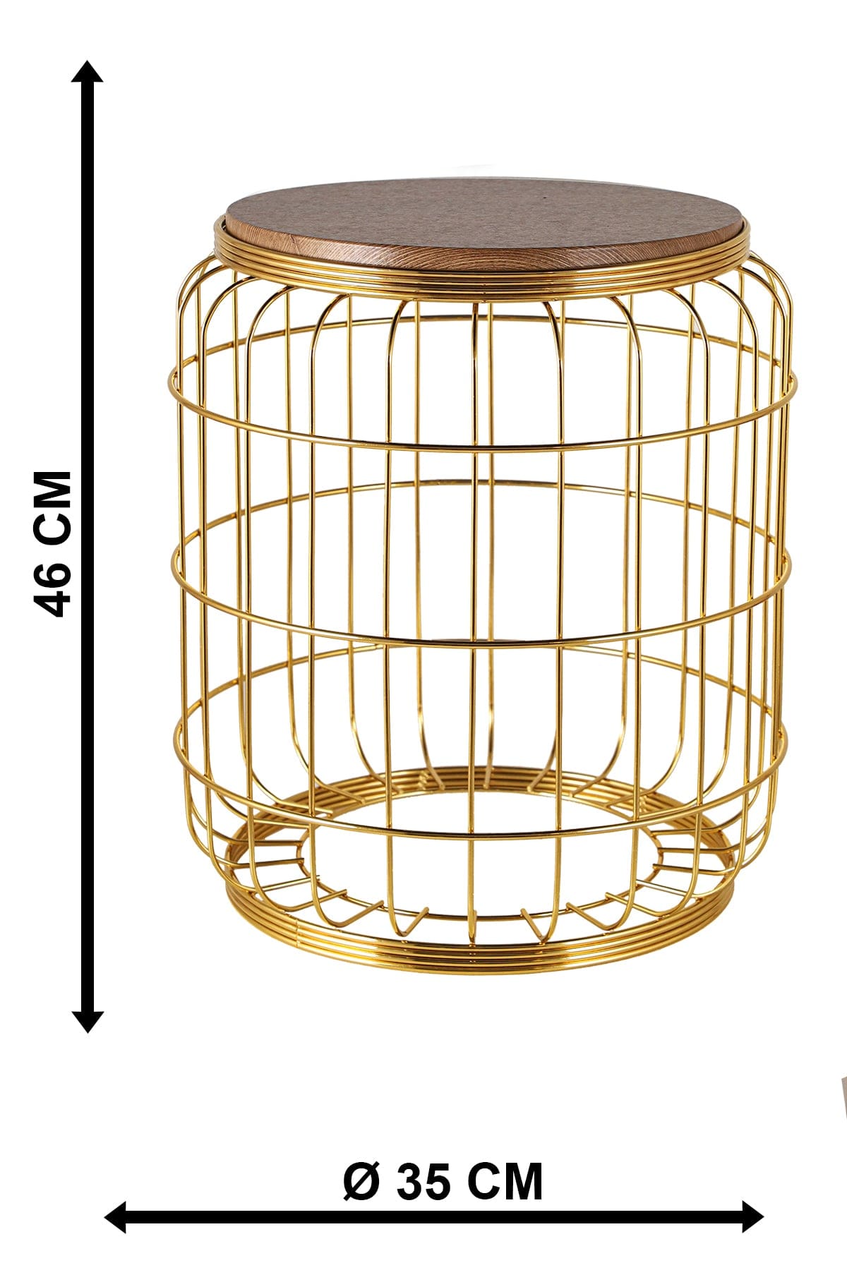 Oyo Masa de cafea din MDF si metal, Camellia Nuc / Auriu, Ø35xH46 cm