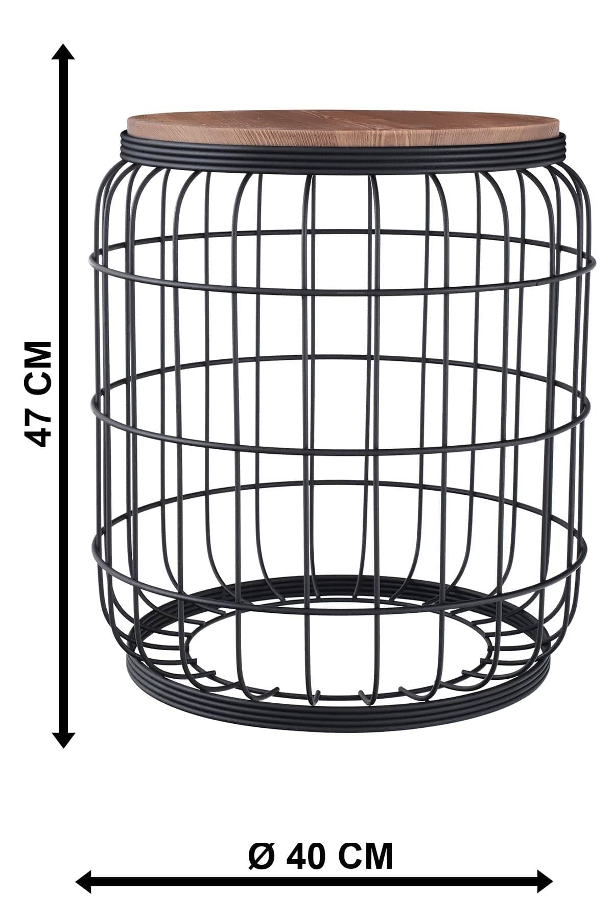 Oyo Masa de cafea din MDF si metal, Camellia Nuc / Negru, Ø41xH44 cm