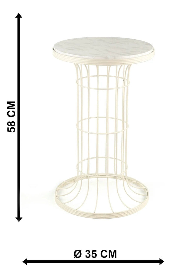 Oyo Masa de cafea din MDF si metal, Cemre Crem / Alb, Ø35xH58 cm