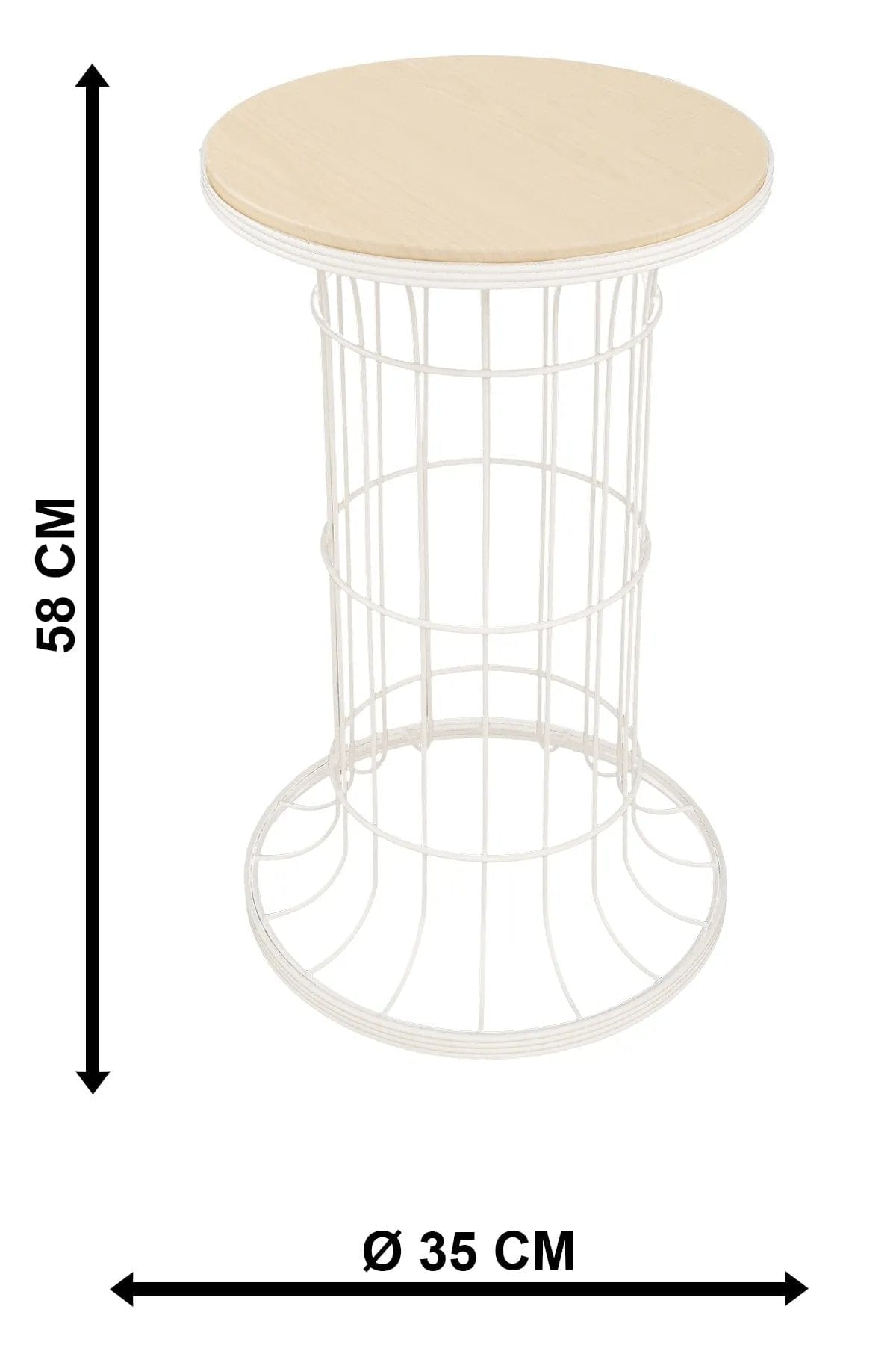 Oyo Masa de cafea din MDF si metal, Cemre Natural / Alb, Ø35xH58 cm