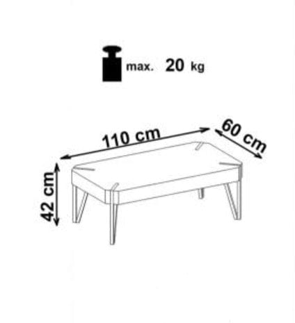 Masa de cafea din MDF si metal Emillyanne Gri, L110xl60xH42 cm (2)