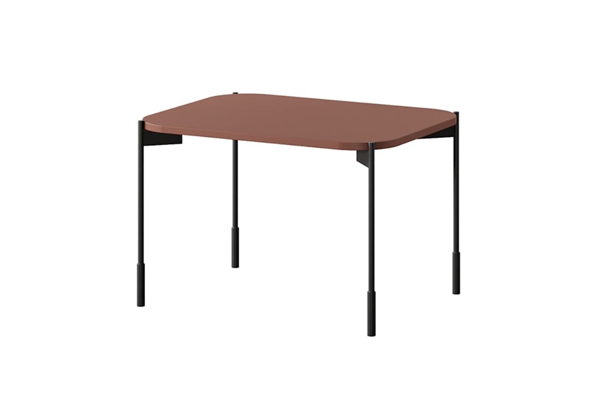 Masa de cafea din MDF si metal, Sonatia Rectangle 60 Burgundy / Negru, L60xl45xH40 cm