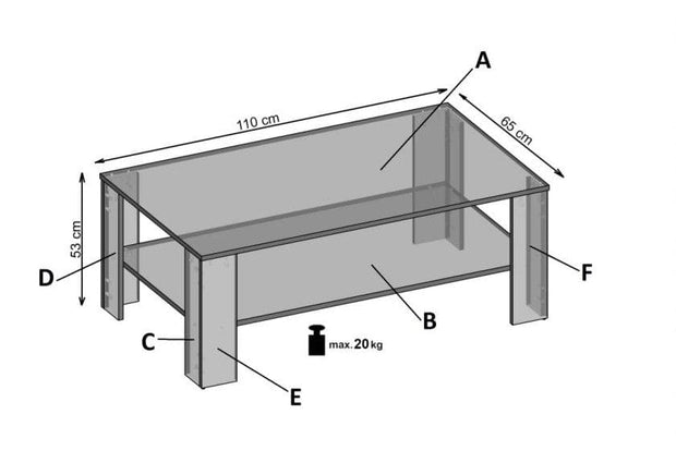 Masa de cafea din pal Kylian Alb, L110xl65xH53 cm (2)