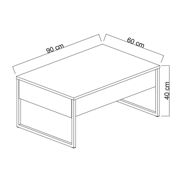 Masa de cafea din pal si metal, Luxe Antracit / Negru, L90xl60xH40 cm (4)