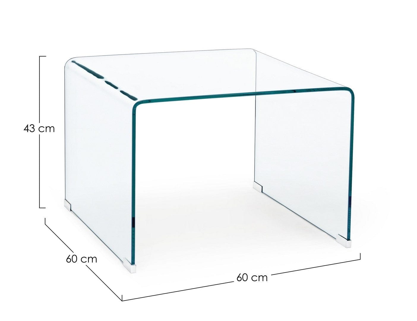 Masa de cafea din sticla, Iride I Square Transparent, L60xl60xH43 cm (4)