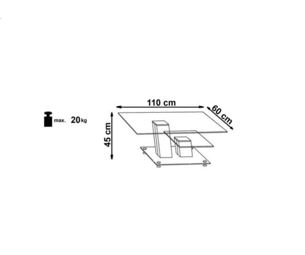 Masa de cafea din sticla si MDF Severin Alb / Negru, L110xl60xH45 cm (1)