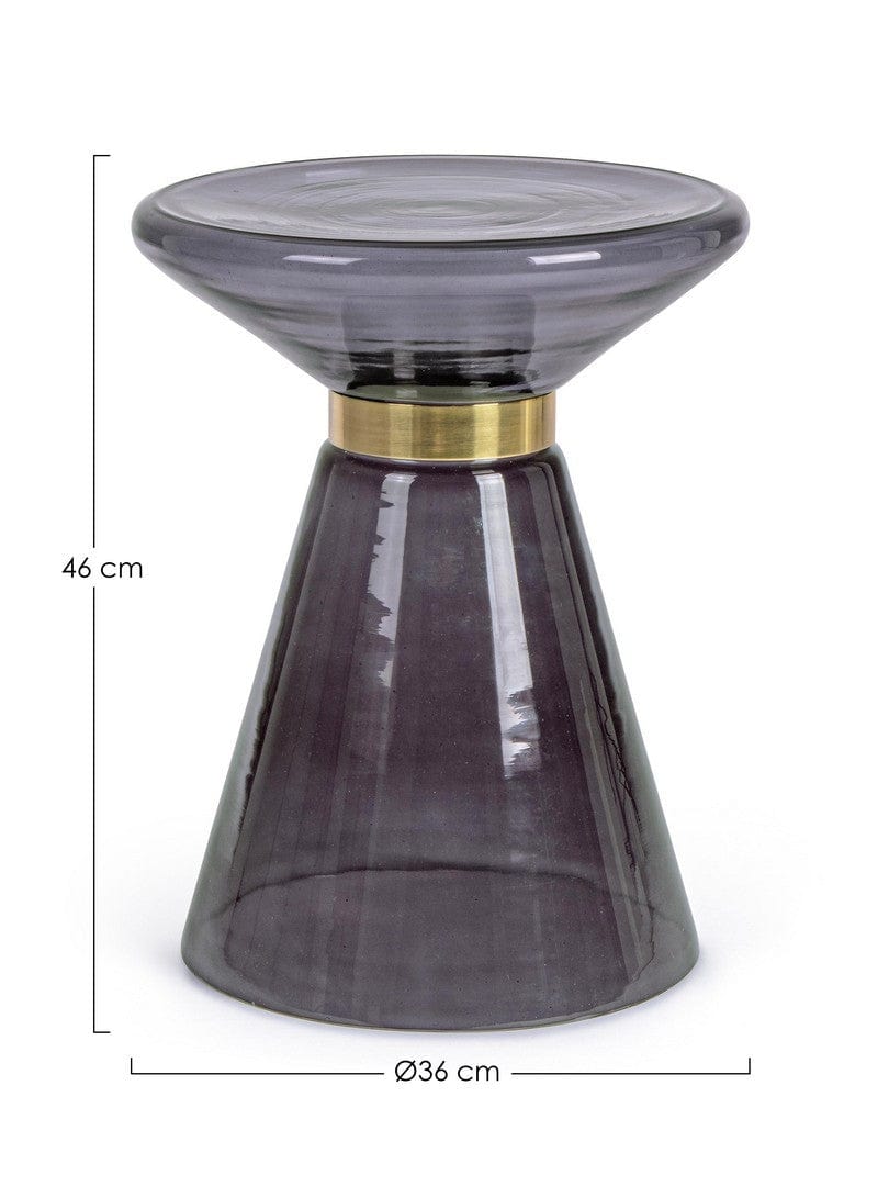 Masa de cafea din sticla si metal Azmin Gri / Auriu, Ø36xH46 cm (4)