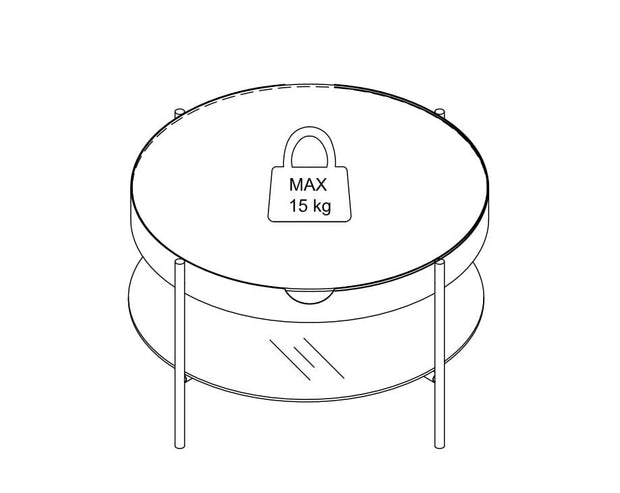 Masa de cafea din sticla si metal, cu spatiu de depozitare, Tipton II Fumuriu / Negru, Ø75xH45 cm (6)