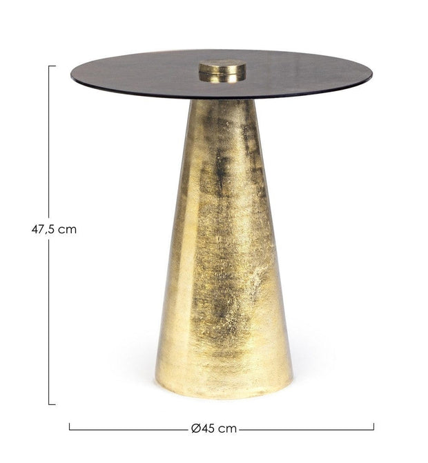 Masa de cafea din sticla si metal Dinpal Alama / Auriu, Ø45xH47,5 cm (2)