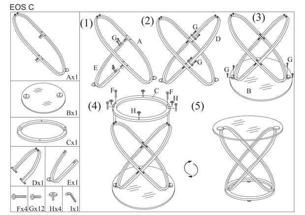 Signal Masa de cafea din sticla si metal, Esai C Transparent / Crom, Ø52xH56 cm