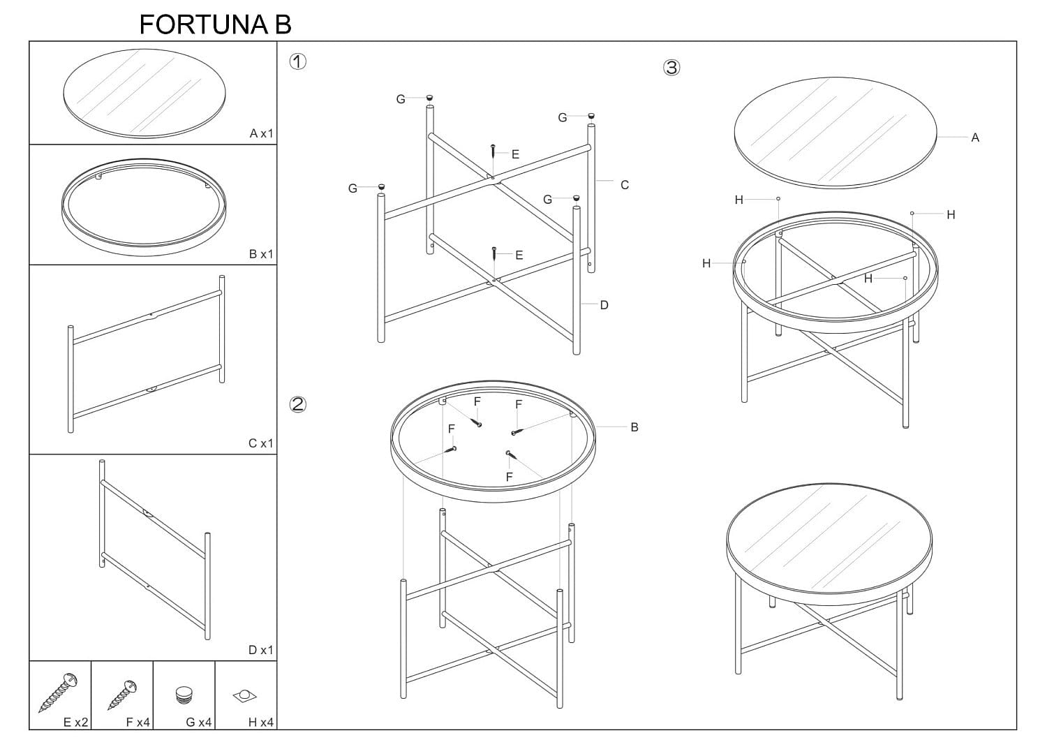 Masa de cafea din sticla si metal Fortino B Maro / Auriu, Ø82xH40 cm (4)