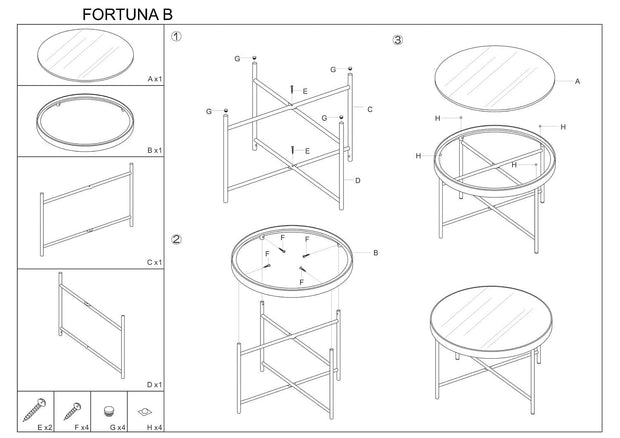 Masa de cafea din sticla si metal Fortino B Maro / Auriu, Ø82xH40 cm (4)