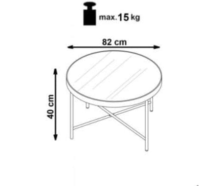 Masa de cafea din sticla si metal Morrie Negru / Cupru, Ø82xh40 cm (6)