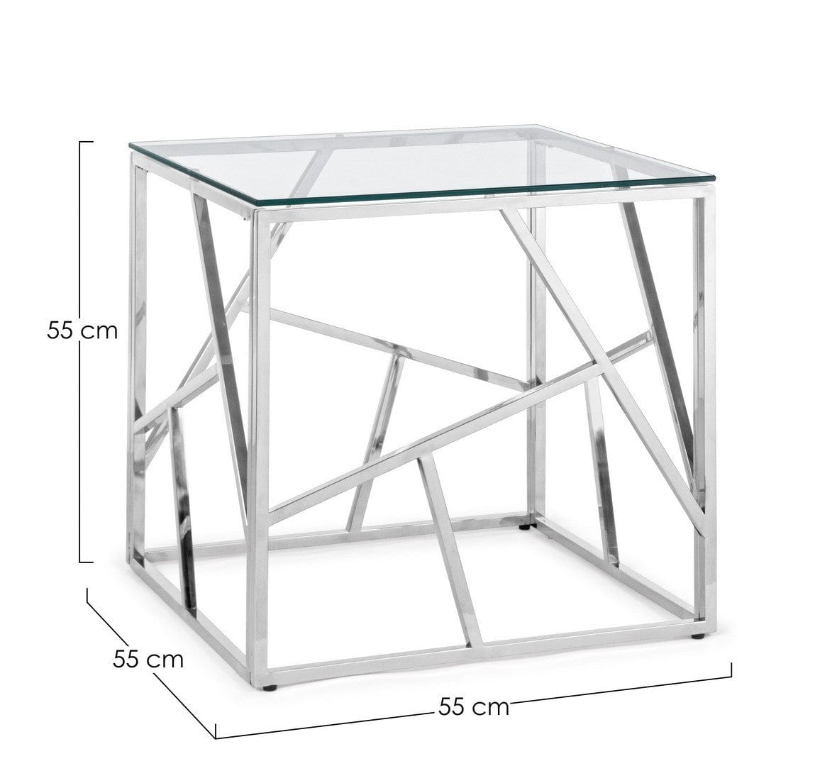 Masa de cafea din sticla si metal, Rayan Square Transparent / Crom, L55xl55xH55 cm (4)