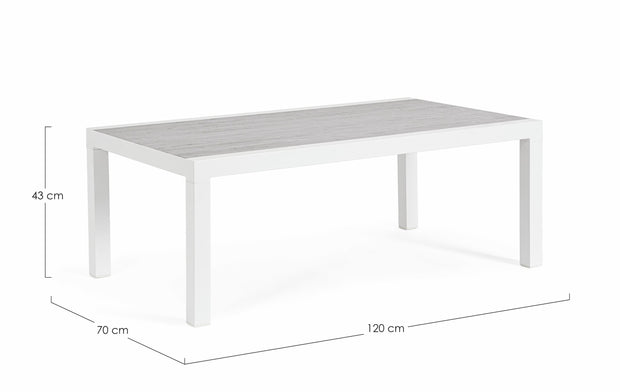 Masa de cafea pentru gradina / terasa, din aluminiu si ceramica, Kledi Rectangle Gri / Alb, L120xl70xH43 cm (7)