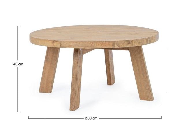 Masa de cafea pentru gradina / terasa, din lemn de tec reciclat, Bolivar Large Natural, Ø80xH40 cm (5)