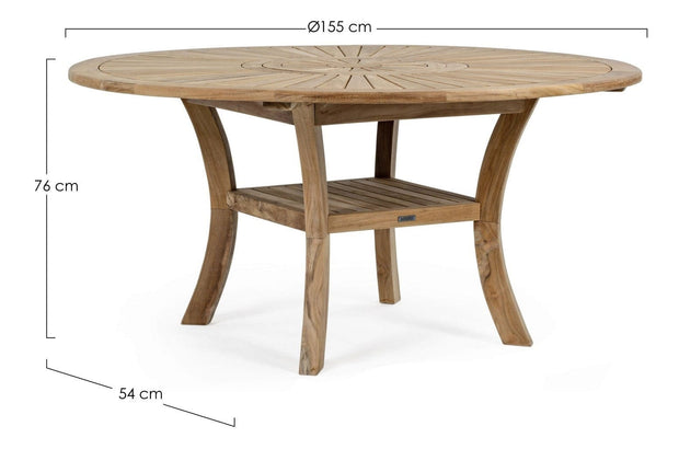 Masa de gradina / terasa din lemn de tec, Marylandis Round Natural, Ø155xH76 cm (5)